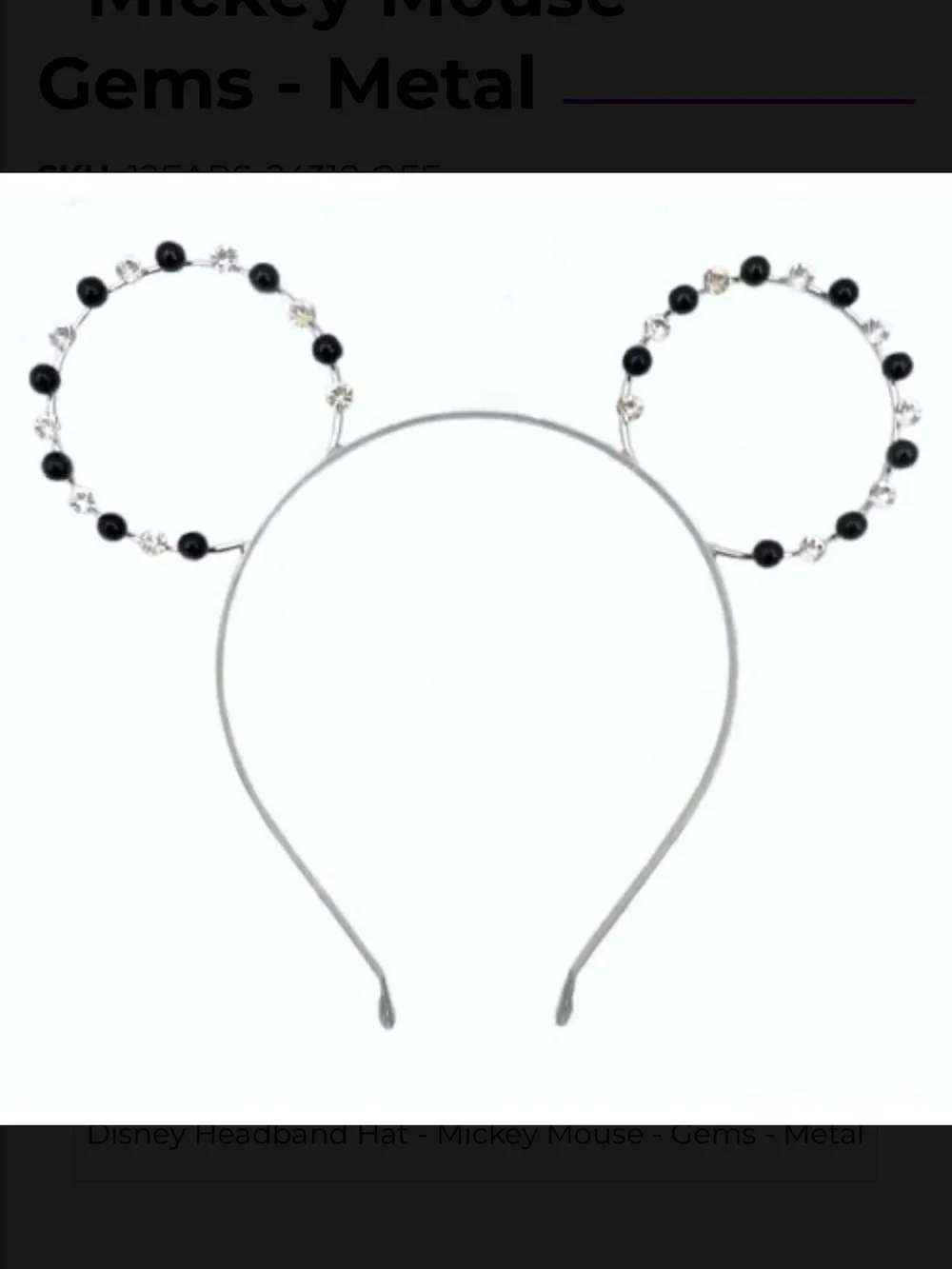 Walt Disney World Parks Mickey Mouse Ears Metal and Gems Headband-NWOT